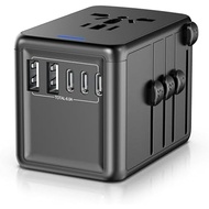 Universal Travel Adapter, 6.0A 30W 5 USB C/A Ports + 2500W AC Outlets, International Power Adapter f