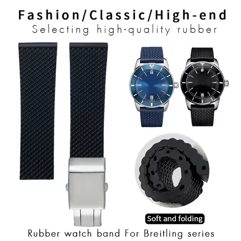 19mm 20mm 21mm 22mm 23mm 24mm Braided Silicone Rubber Watchband for Breitling Avenger Superocean Her