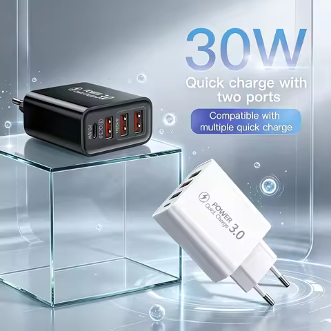 30W USB C Fast Chargingr 4 Port PD Quick Charger Adapter For iPhone 15 Pro Samsung Xiaomi Huawei EU/