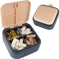 Pill Container Small Pill Box - Travel Pill Organizer Pretty Pill Case for Purse Daily Pill Holder Pocket Supplement Organizer Cute Vitamin Case Mini Portable Medicine Keychain Medication Organizer