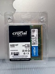 全新Crucial   DDR4 2666 64GB (32G x2)