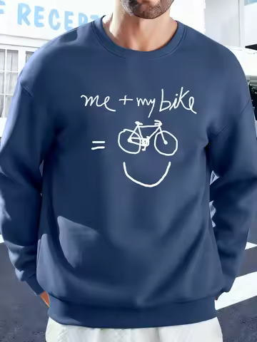 I Am Very Happy To Have A Bicycle Printed Man Pullovers Vintage Warm Sweatshirt Casual Soft Clothing