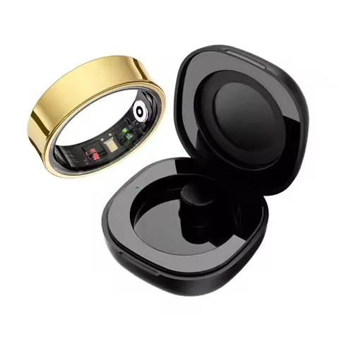 R09 Smart Ring Men Women with Charging Case,Heart Rate Blood Oxygen,Skin Temperature Monitor,5ATM Wa