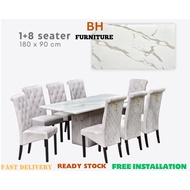Bh Furniture- Set Meja Makan 8 kerusi Dining Table 8 seater Dining set Dinning table Meja Makan Marb