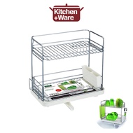 Asvel Pose Chrome Dish Rack / 2-Tier Drainer With Tray and Water Drain Port