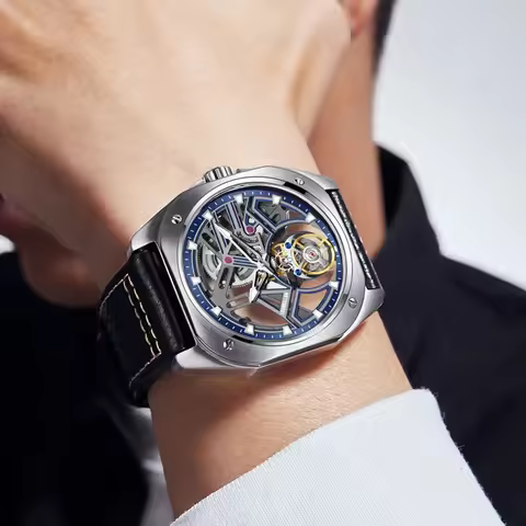 AESOP Tourbillon Watches For Men Mechanical Fashion Watch Waterproof Skeleton Tourbillon Movement Sa