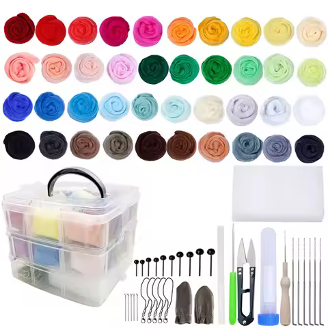 40 Color Needle Felting Kit Wool Felting Tools Handmade Felt Needle Set Wool Felting Fabric Material