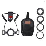 E-TTL Macro Flash Speedlite 5600K with 2pcs Flash Heads and 4pcs Adapter Rings for Canon EOS 1Dx 5D3