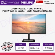 Philips 27E1N1900AE 27" UHD IPS USB-C PD65W Built-in-Speaker Height Adjustment Monitor