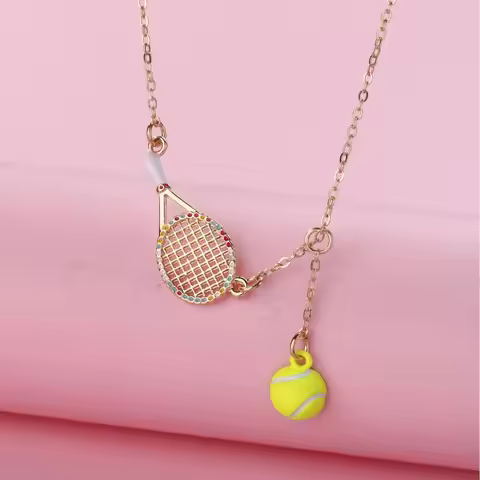 tennis racket necklace Sport Pendant Necklace for Women Men Boys Girls Inspirational Jewelry Tennis 