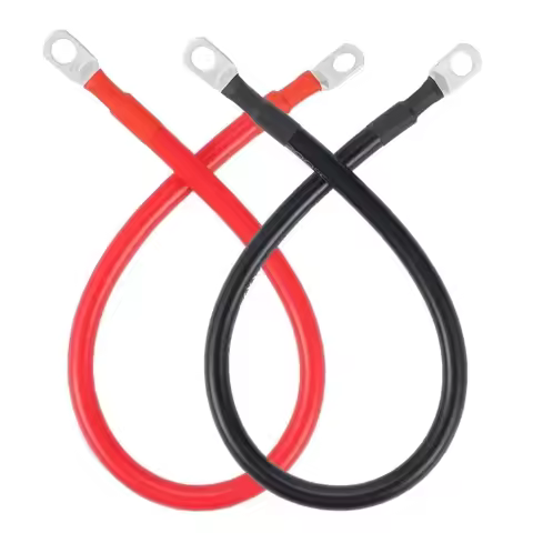 Battery Inverter Cable Set with Terminals Stranded Copper Cord Solar Power Connection Wire with Lugs