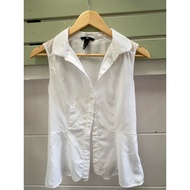 020626a White Sleeveless Shirt Mango EUR 34 Bust 32 Waist 27-28 Length 22.5 Comfortable Cotton Fabri