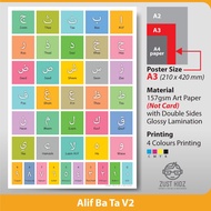 🔥A3 Poster Belajar Alif Ba Ta Jawi Huruf Hijaiyah Arabic For Kids Early Education Kid Poster【Ready S