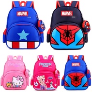 Cartoon School Bag With Separate Small bag for Boys  Girls  Kindergarden &amp; Pre-School Kids Superhero Spiderman Captain Backpack (32cm)