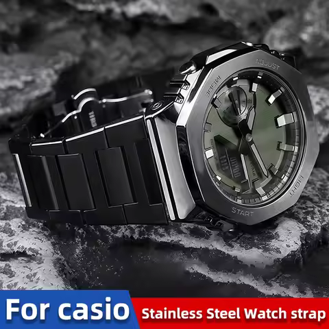 Stainless Steel Watch Strap For Casio GA-2100 GM2100 GM-110 GA110 DW-5600 Farm Oak Metal Mod Replace
