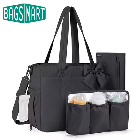 BAGSMART Baby Diaper Multifunctional Diaper Handbag with Changing Large Capacity Mommy Bag Stroller 