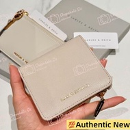 Charles & Keith💯正品🆕新加坡限定| L型拉鍊薄款Keely子母釦摺疊短夾-黑色 New 🇸🇬小CK L Zip Short Folded Small Wallet Card Holde