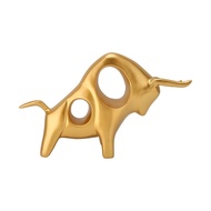 Havashop Exquisite Abstract Bull Sculpture Resin Golden Fighting Ox ADS