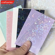 CRAFTSERIES 50Pcs Laser Heart Shaped Glittering PP Card Sleeves Protective Film Card Protection For 