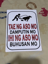 Tae ng aso mo damputin mo Made: By Hard PVC Plastic (like ATM and ID) 7.8x11 inches