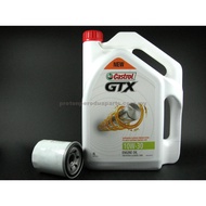 Castrol GTX 10W 30 Engine Oil 4 litres Minyak Enjin 10 30 + Oil Filter for Perodua Cars - Minyak Hitam