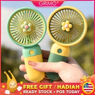 READY STOCK🌼 GRIMO Venflower Portable Fan Kipas Tangan Hand Table Mini Cooling Fans USB Charge Batte