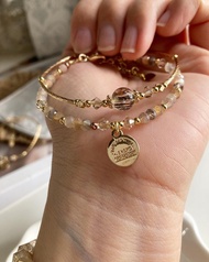 手鏈組合 黑金超七單珠水晶手環配彩月光手鏈 可外加字母