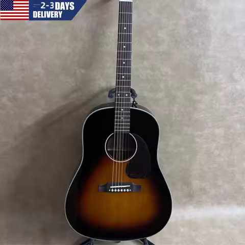 Hot Sale J-45 Sunburst Color Acoustic Guitar Solid Spruce Top 41-Inch Full Enclosure Tuners for Perf