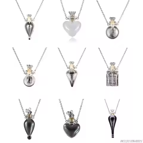 Transparent Heart Vial Bottle Necklaces Steel Chain Make a Blood Vial Necklace Women Jewelry Gift Dr