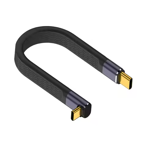 240W, 40Gbps USB C Cable 5inch, 90 Degree USB C Cable Short Flat FPC USB C Cable 8K PD3.1 USB 4 Cabl