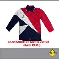 Baju Karektor Murid Johor/T-Shirt KRMJ/Baju Muafakat Johor/Berkolar Lengan Panjang/Size Budak Dan De