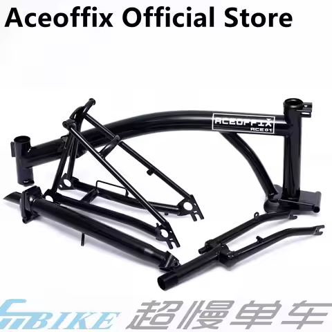 Aceoffix for Brompton Bike Frame 1 Set Midnight Black Chrome Molybdenum Steel Folding Bike Frame