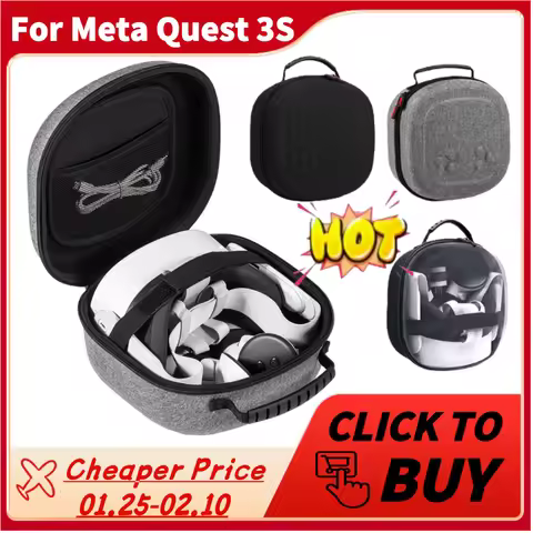 2025 New Carrying Case Shockproof Portable Protective Case with Mesh Pocket Storage Case for Meta Q 