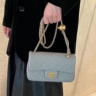 超低價金球❤️‍🔥❤️‍🔥Chanel香奈兒高級灰金扣金球Cf方胖子單肩斜挎包