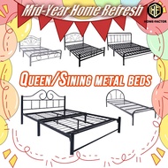 👍HF Queen/Single Metal Bed Double Deck Metal Bed Single Metal Bed With Foam Mattresses B