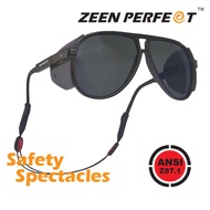 แว่น Safety ZEEN PERFECT Aviator style แบบมีกระบังข้าง ฟรีสายคาดคล้องแว่นตาแบบลวดสลิงปรับระดับได้