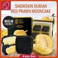 [ Gin Thye] Snowskin Durian Red Prawn Mooncake (Charcoal Black) 冰皮月饼 - 红虾榴莲 (竹炭黑)