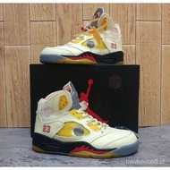 BzqC AIR JORDAN 5 OFF WHITE SAIL Black UN Authorized ORIGINAL