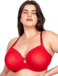 Womens Sheer Whisper Full Coverage Unlined Underwire Bra, Diva Red, 44H