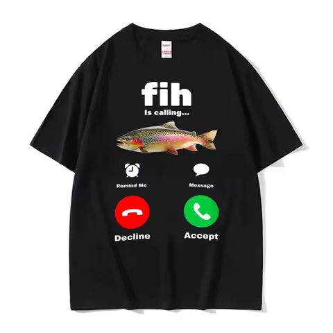 Fih Is Calling Funny Meme Graphic T Shirts Men Women Hot Sale Retro Fashion Cotton T-Shirt Casual Ov