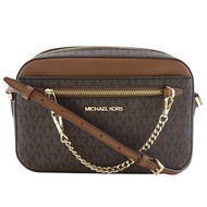 二手 Michael Kors Jet Set MK 簽名款肩包，35S1GTTC9B，PVC，棕色，斜背包，拉鍊封口，女士款