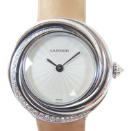 CARTIER Trinity Diamond Watch皮革帶石英機芯手錶白色