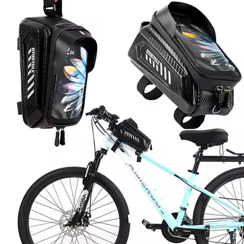 1.5L Bicycle Top Tube Bag 7.4 Inch Touchscreen Bike Frame Front Tube Bag Waterproof Bike Phone Mount