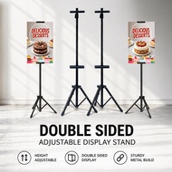 Tripod Banner Stand Double Sided Poster Display Holder Adjustable Metal Sign Rak Iklan Menu Kedai
