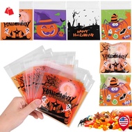BK-100 Pcs/ Set Creative Halloween Series Candy Packing Bag/ Pumpkin Ghost Pattern Plastic Present P