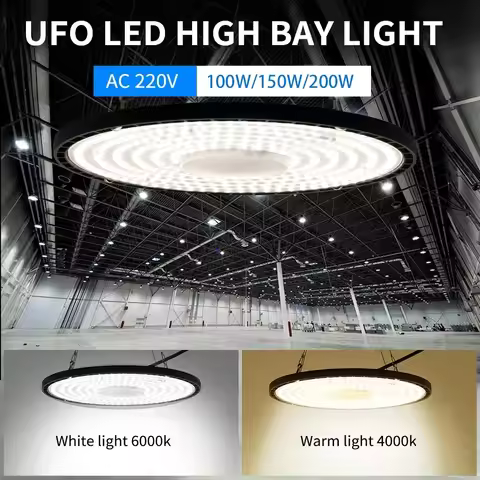 High Power Industrial Lighting LED Ceiling Light 100W Factory Mine Light UFO Warehouse Light 200W Wo