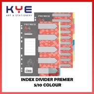 Premier Paper Index Divider 5/10 Tabs Colours / Index Divider 10c (Value Pack)