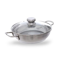 Chảo lẩu xào caro 3 đáy inox 430 Fivestar Standard nắp kính (24cm) L24-3DG -shopbepxinh