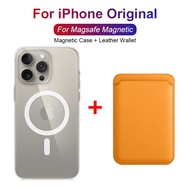 Original For Magsafe Magnetic Clear Cases For Apple iPhone 15 14 13 12 11 Pro Max Plus Mini XR XS Max Leather Wallet Accessories