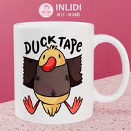 Duck Tape Ceramic Cup with Cute Duck Print, Drinking Cup, Unique Birthday Gift